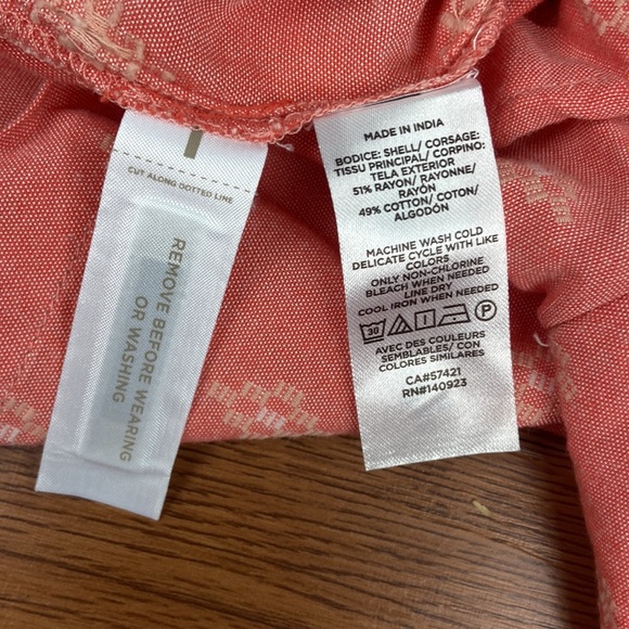 LOFT Beach Romper Balloon Sleeves Keyhole Back Coral Tie Waist Size Large - Picture 12 of 15